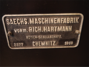 Plakette der Dampfmaschine: Saechs. Maschinenfabrik vorm. Richard Hartmann Actien-Gesellschaft Chemnitz, 1910