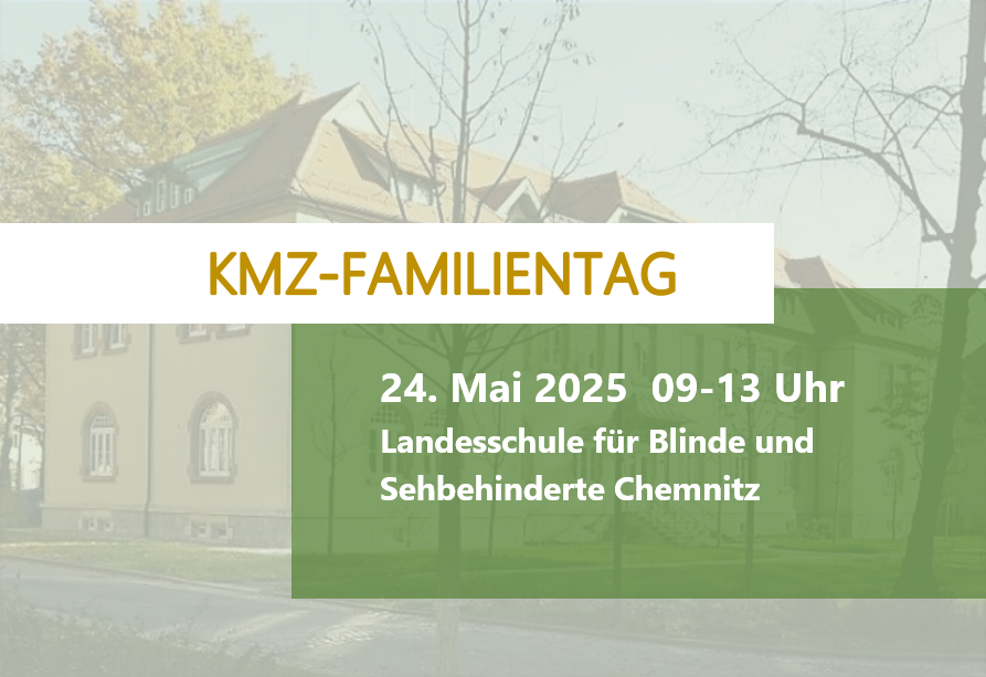Im Hintergrund das Gebäude des KMZ, im Vordergrund Detailangaben, wie Datum und Uhrzeit zum Familientag
